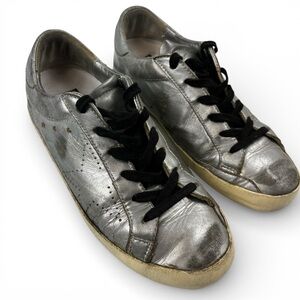 Golden Goose Silver Metallic Super Star Sneakers Women 7